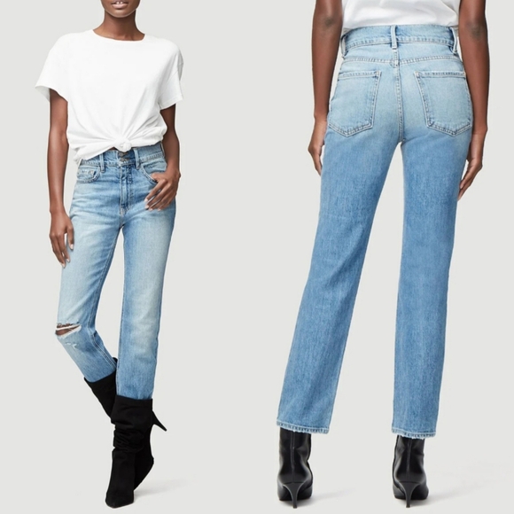 Frame Denim Denim - Frame "Le Sylvie Slender Straight" High Rise Distressed Jean | Women's Size 32